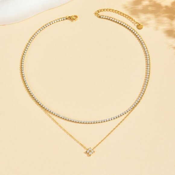 ⚡JotCa 18K Gold Plated 3mm Tennis Necklace Simulated Diamond Choker for Women - Picture 6 of 7